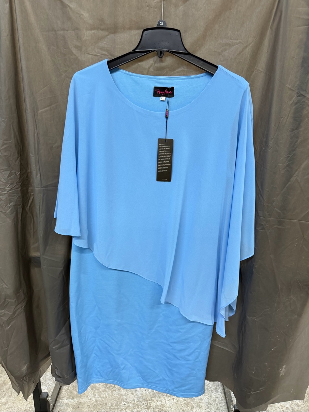 Elegant Light Blue Draped Women's Dress by Hanna Nikole